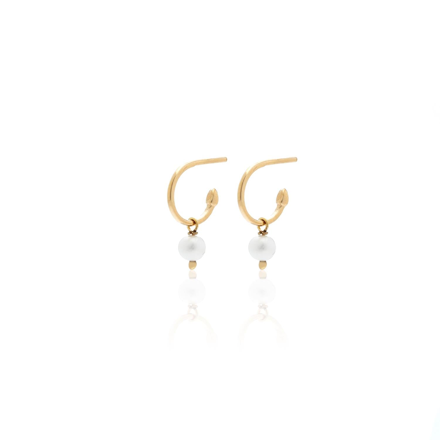 Silk & Steel Jewellery Superfine Mini Pearl Hoops Gold