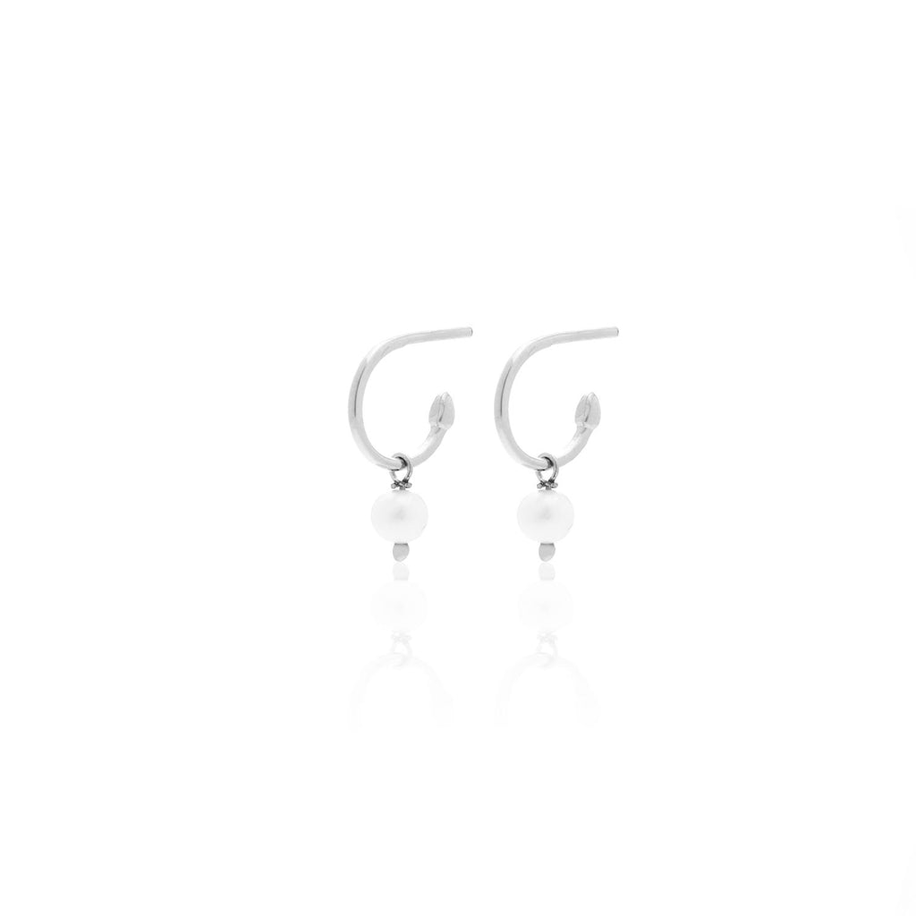 Silk & Steel Jewellery Superfine Mini Pearl Hoops Silver