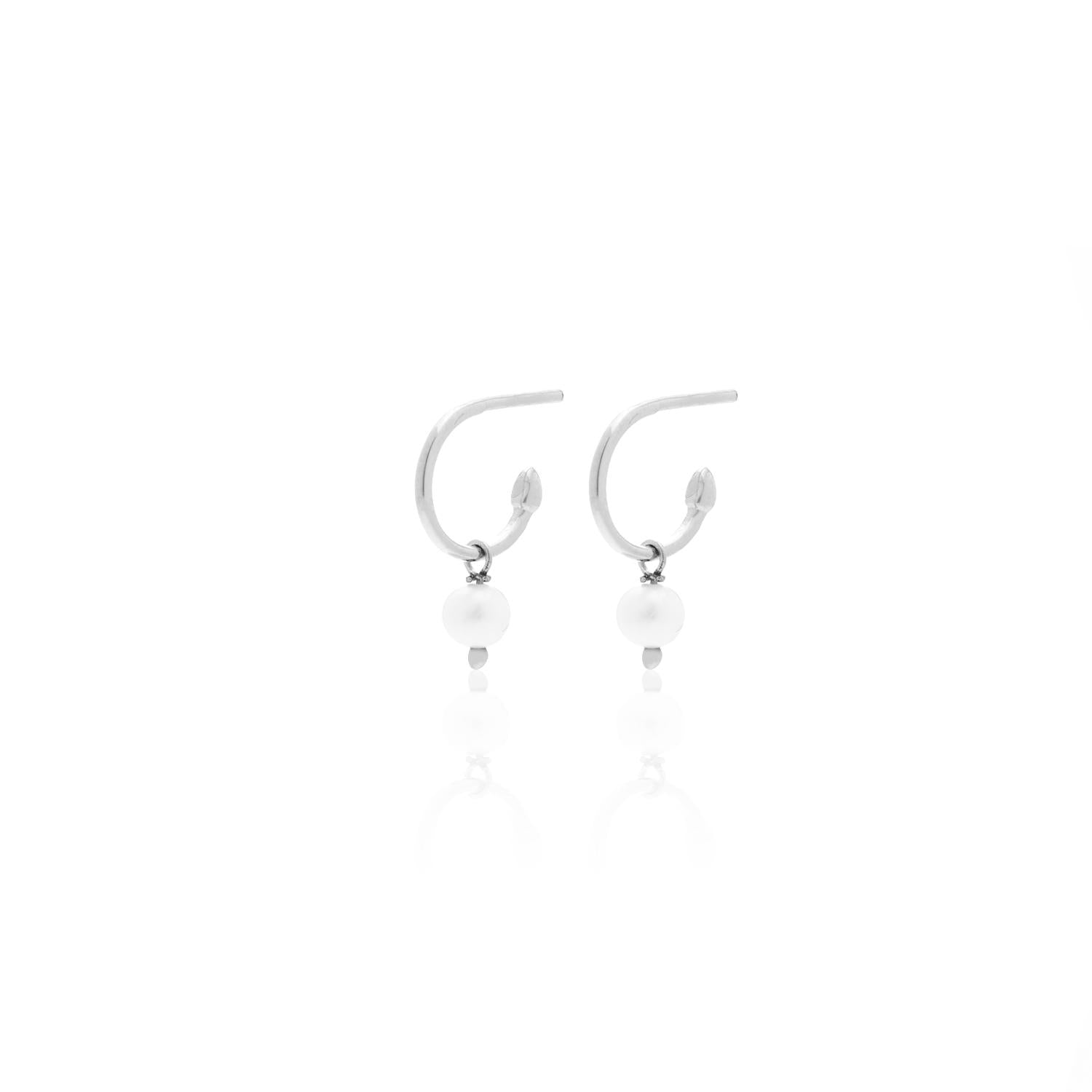 Silk & Steel Jewellery Superfine Mini Pearl Hoops Silver