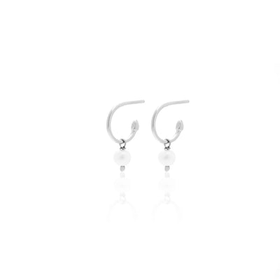 Silk & Steel Jewellery Superfine Mini Pearl Hoops Silver