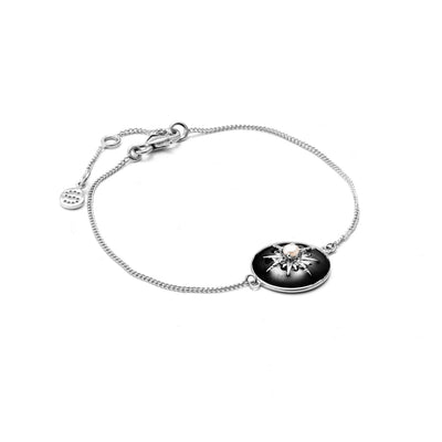 Silk & Steel Jewellery Noire Bracelet – Black Enamel + Silver