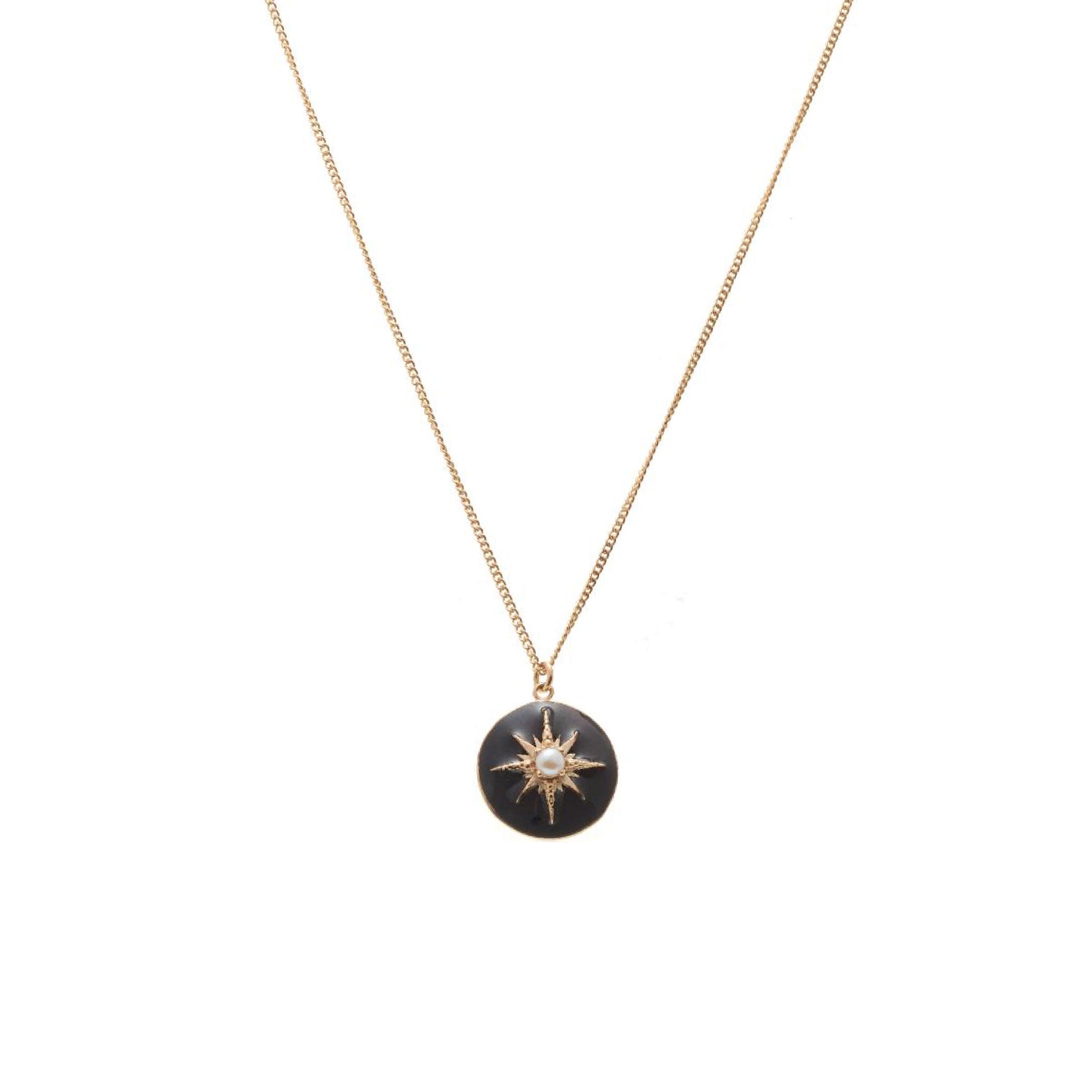 Silk & Steel Jewellery Noire Necklace – Black Enamel + Gold