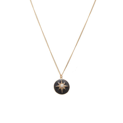 Silk & Steel Jewellery Noire Necklace – Black Enamel + Gold