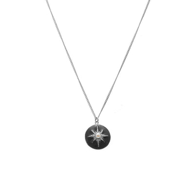 Silk & Steel Jewellery Noire Necklace – Black Enamel + Silver