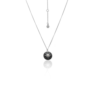 Silk & Steel Jewellery Noire Necklace – Black Enamel + Silver