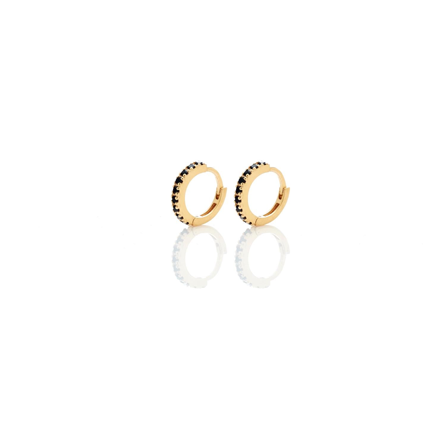 Silk & Steel Jewellery Superfine Petite Eternity Sleepers Black Spinel + Gold