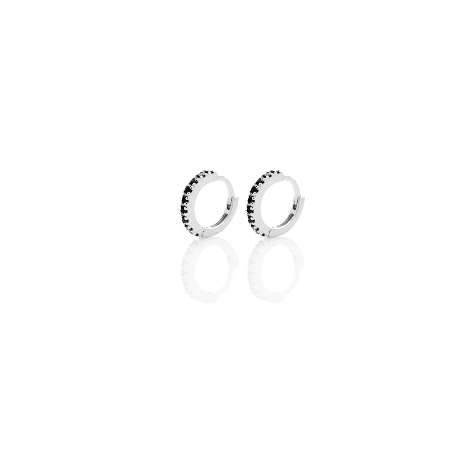 Silk & Steel Jewellery Superfine Petite Eternity Sleepers Black Spinel + Silver