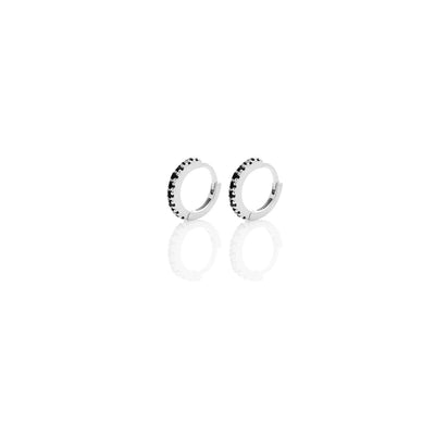 Silk & Steel Jewellery Superfine Petite Eternity Sleepers Black Spinel + Silver