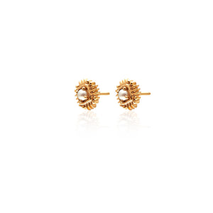 Silk & Steel Jewellery Petite Perle Stud Earrings – Pearl + Gold