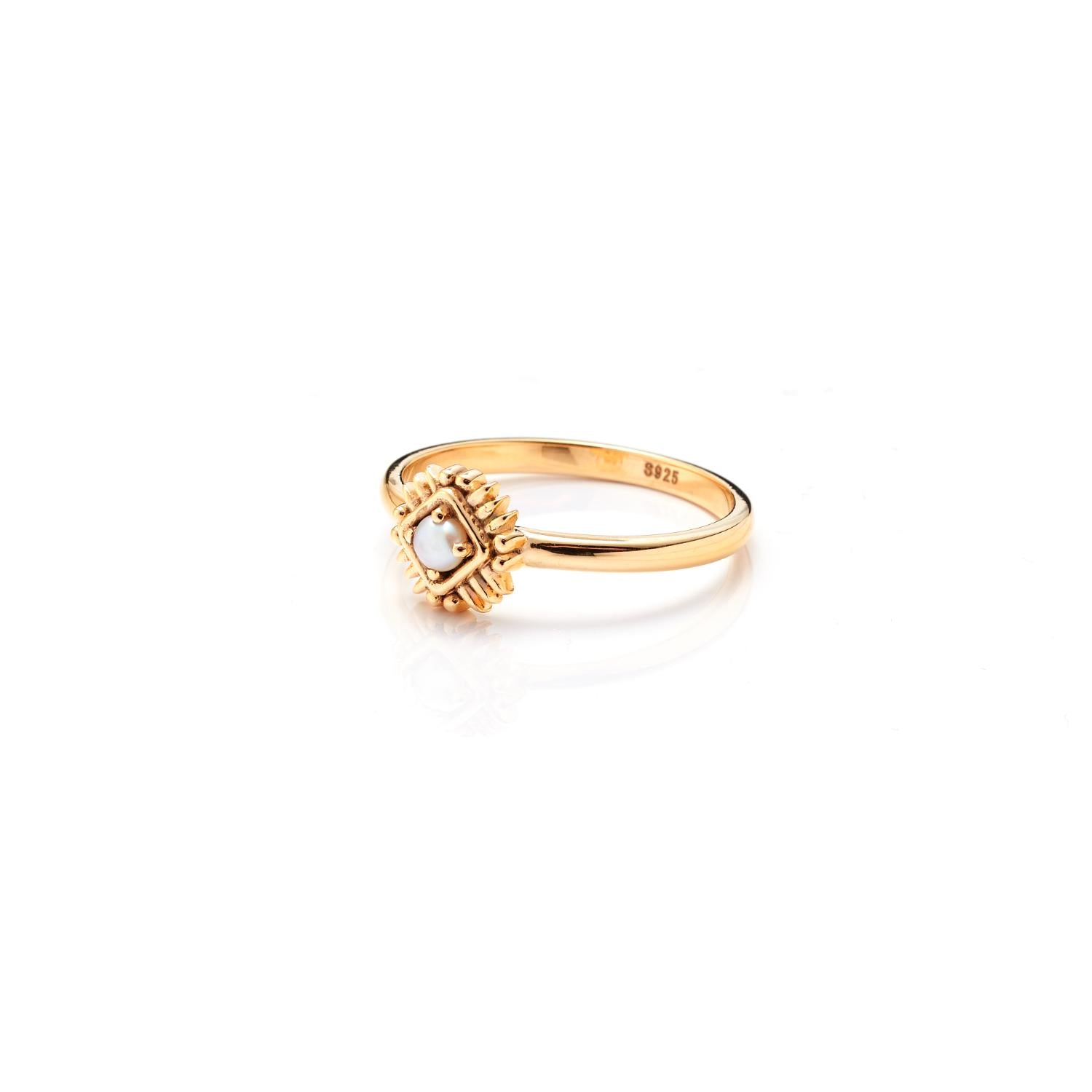 Silk & Steel Jewellery Petite Perle Ring - Pearl + Gold
