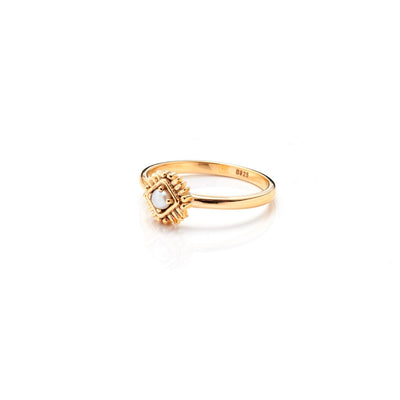 Silk & Steel Jewellery Petite Perle Ring - Pearl + Gold