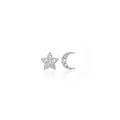 Silk & Steel Jewellery Superfine Celestial Star and Moon White Topaz Earrings