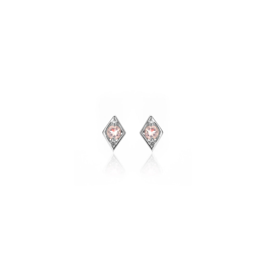 Silk & Steel Jewellery Superfine Keepsake Stud Rose Quartz + Silver