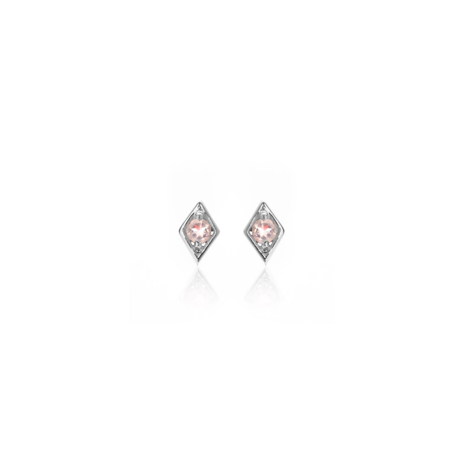 Silk & Steel Jewellery Superfine Keepsake Stud Rose Quartz + Silver