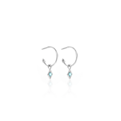 Silk & Steel Jewellery Superfine Keepsake Hoop Blue Topaz + Silver
