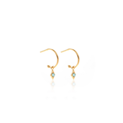 Silk & Steel Jewellery Superfine Keepsake Hoop Blue Topaz + Gold