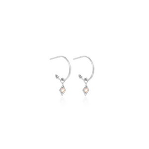 Silk & Steel Jewellery Superfine Keepsake Hoop Rose Quartz + Silver