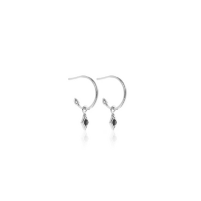 Silk & Steel Jewellery Superfine Keepsake Hoop Black Spinel + Silver
