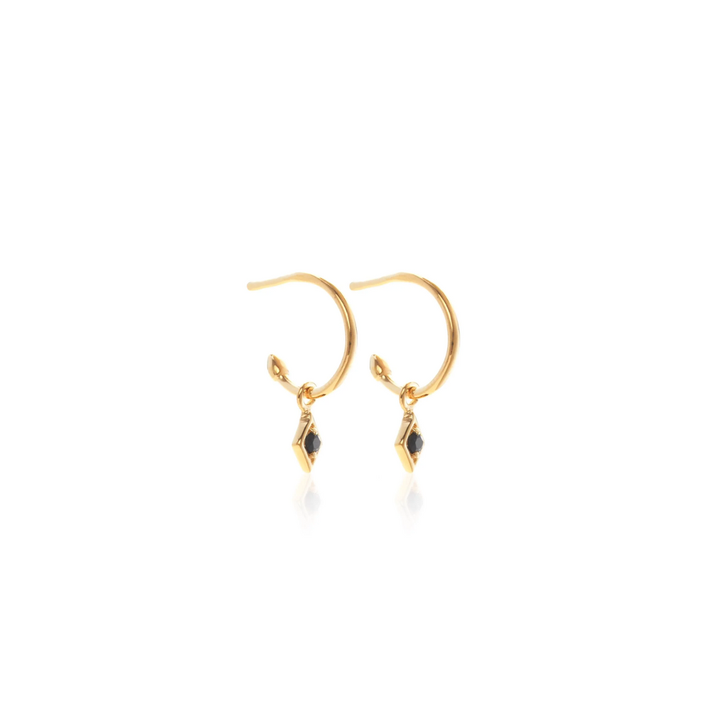 Silk & Steel Jewellery Superfine Keepsake Hoop Black Spinel + 9k Solid Gold