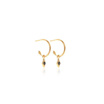 Silk & Steel Jewellery Superfine Keepsake Hoop Black Spinel + 9k Solid Gold