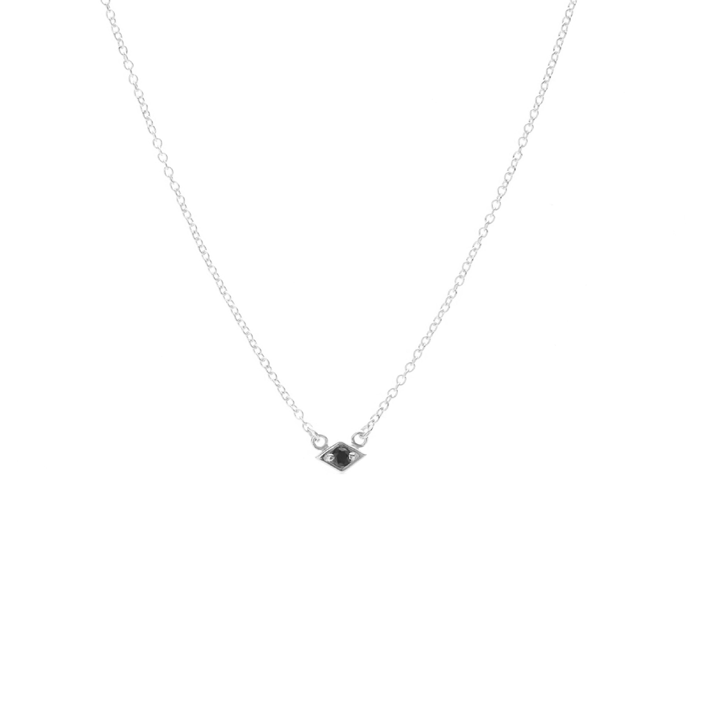 Silk & Steel Jewellery Superfine Keepsake Necklace Black Spinel + Silver