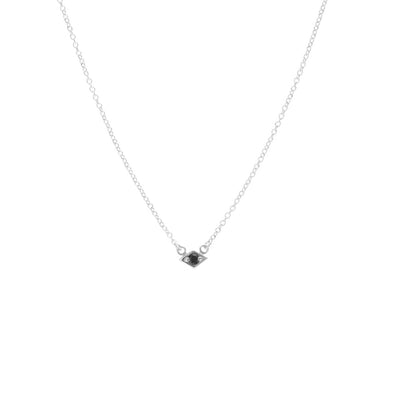 Silk & Steel Jewellery Superfine Keepsake Necklace Black Spinel + Silver
