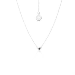 Silk & Steel Jewellery Superfine Keepsake Necklace Black Spinel + Silver