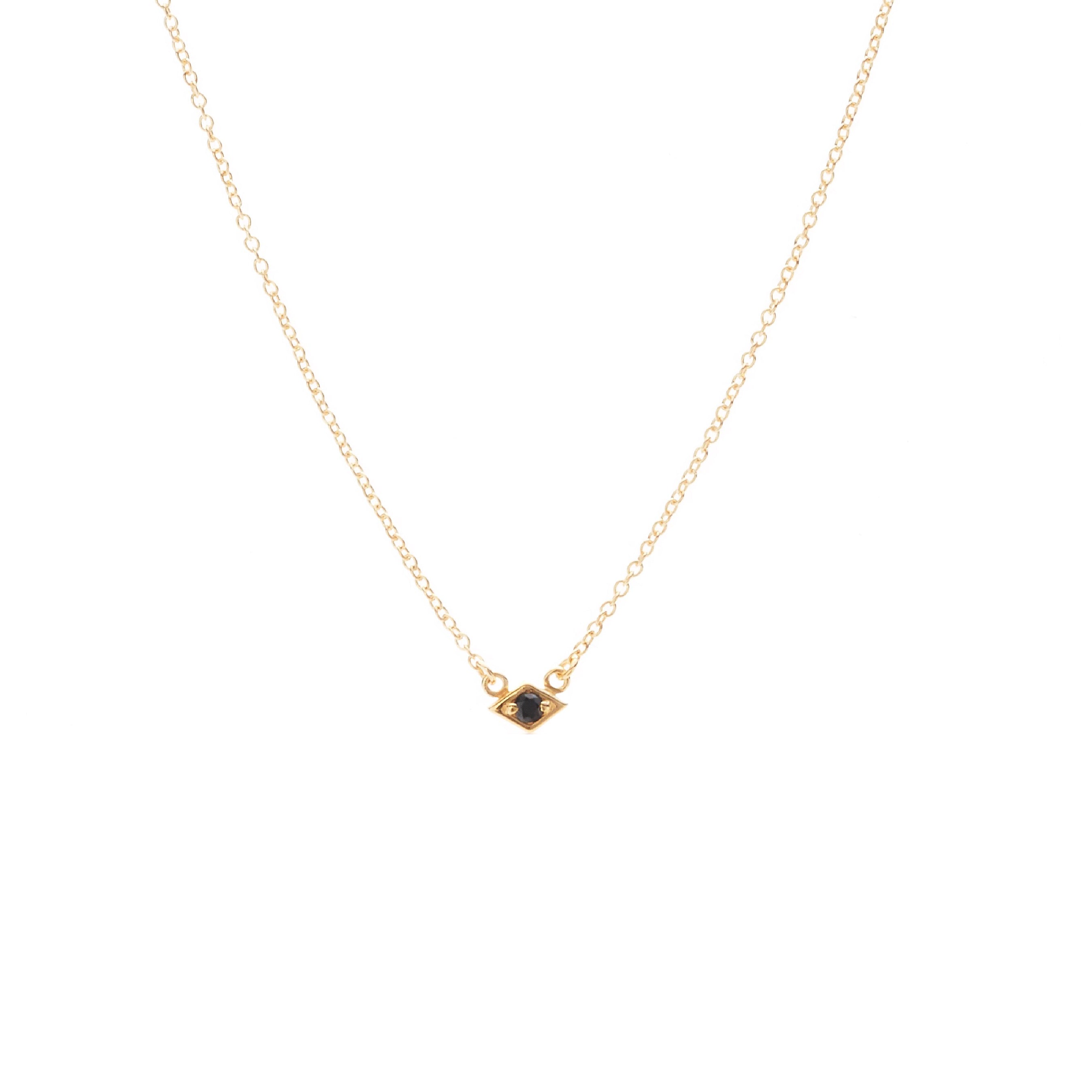 Silk & Steel Jewellery Superfine Keepsake Necklace Black Spinel + Gold