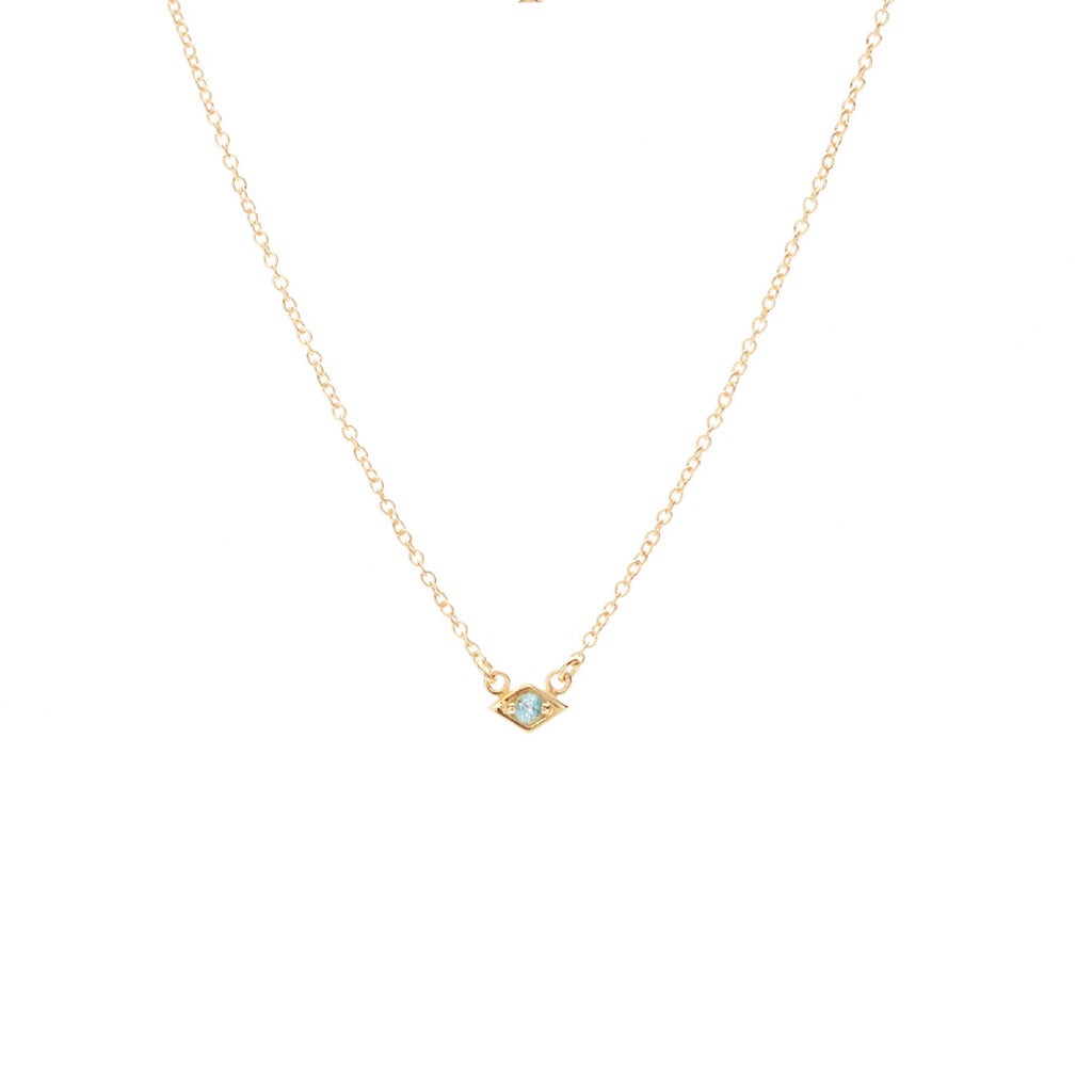 Silk & Steel Jewellery Superfine Keepsake Necklace Blue Topaz + Gold