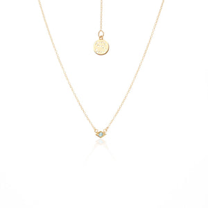 Silk & Steel Jewellery Superfine Keepsake Necklace Blue Topaz + Gold