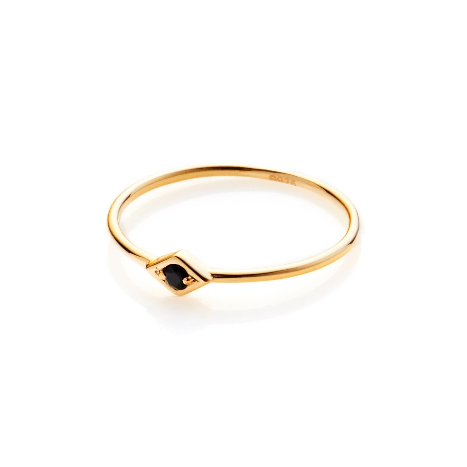 Silk & Steel Jewellery Superfine Keepsake Ring Black Spinel + Gold