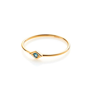 Silk & Steel Jewellery Superfine Keepsake Ring Blue Topaz + Gold