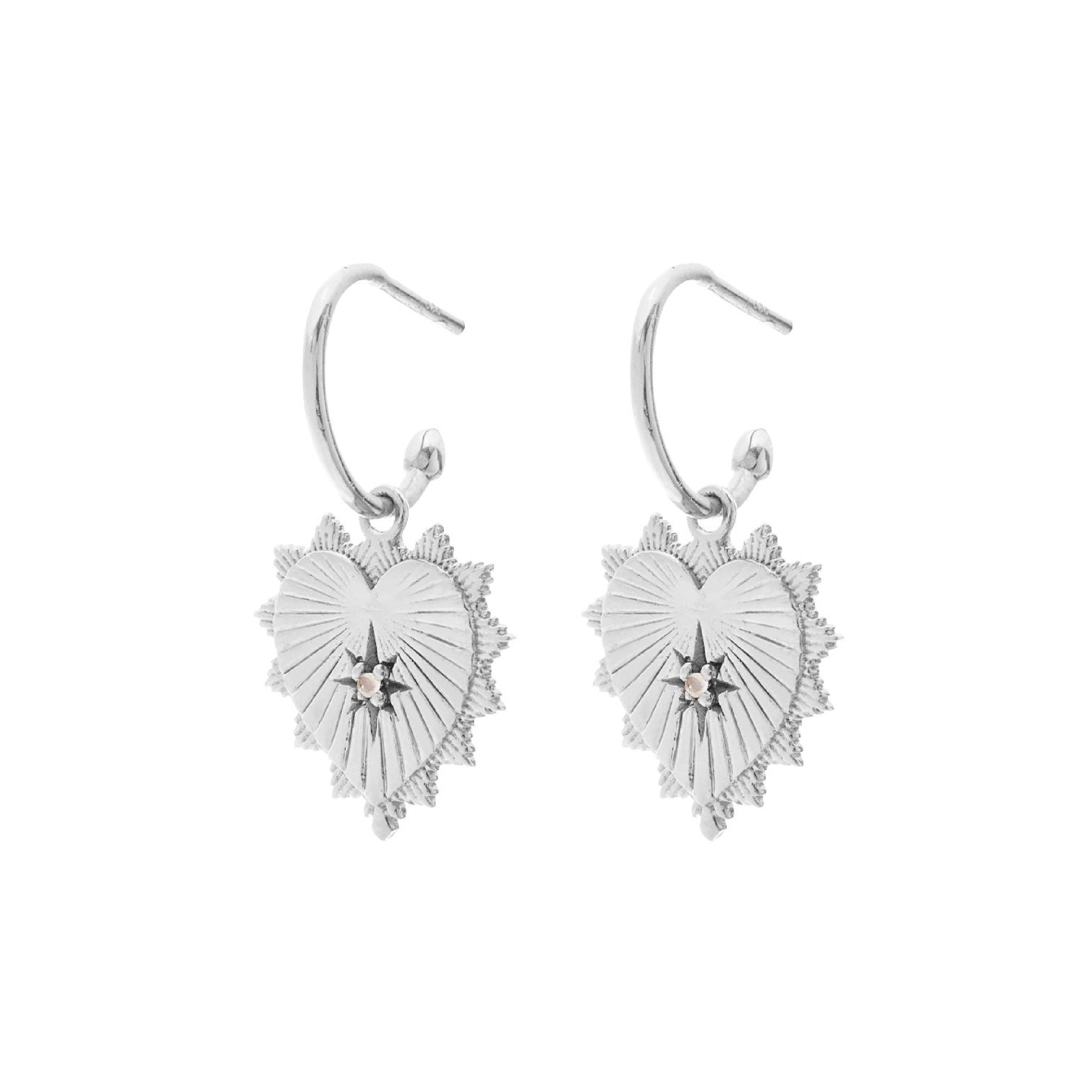 Silk & Steel Jewellery Heart of Love Talisman Earrings Silver Rose Quartz