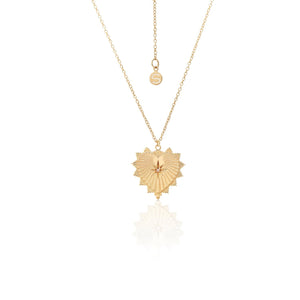 Silk & Steel Jewellery Heart of Love Talisman Necklace Gold Rose Quartz