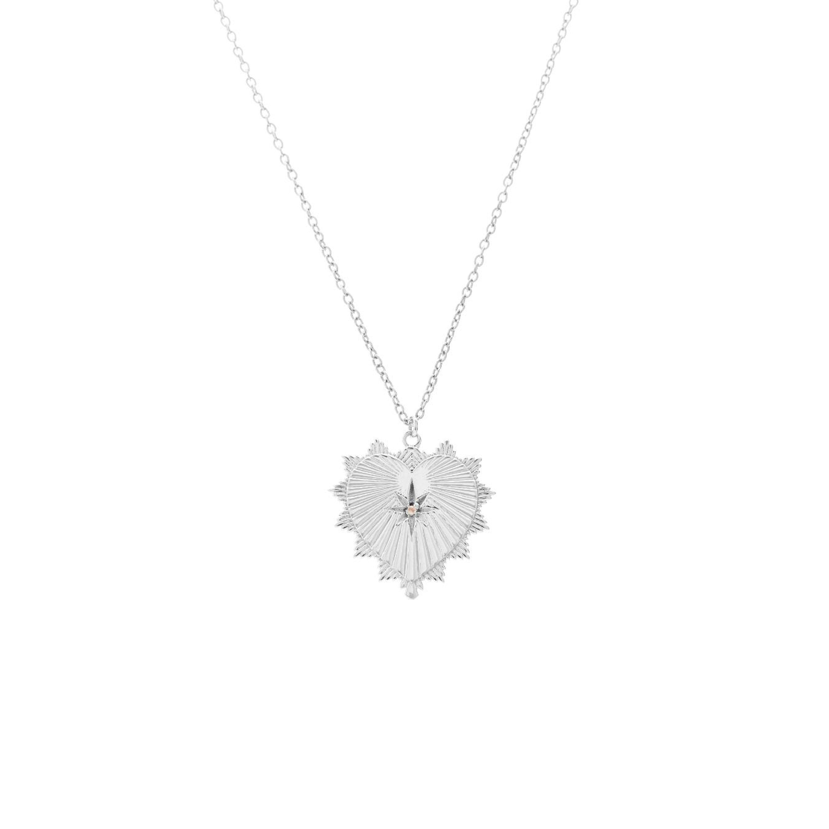 Silk & Steel Jewellery Heart of Love Talisman Necklace Silver Rose Quartz
