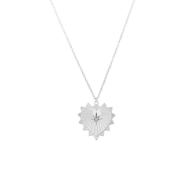 Silk & Steel Jewellery Heart of Love Talisman Necklace Silver Rose Quartz