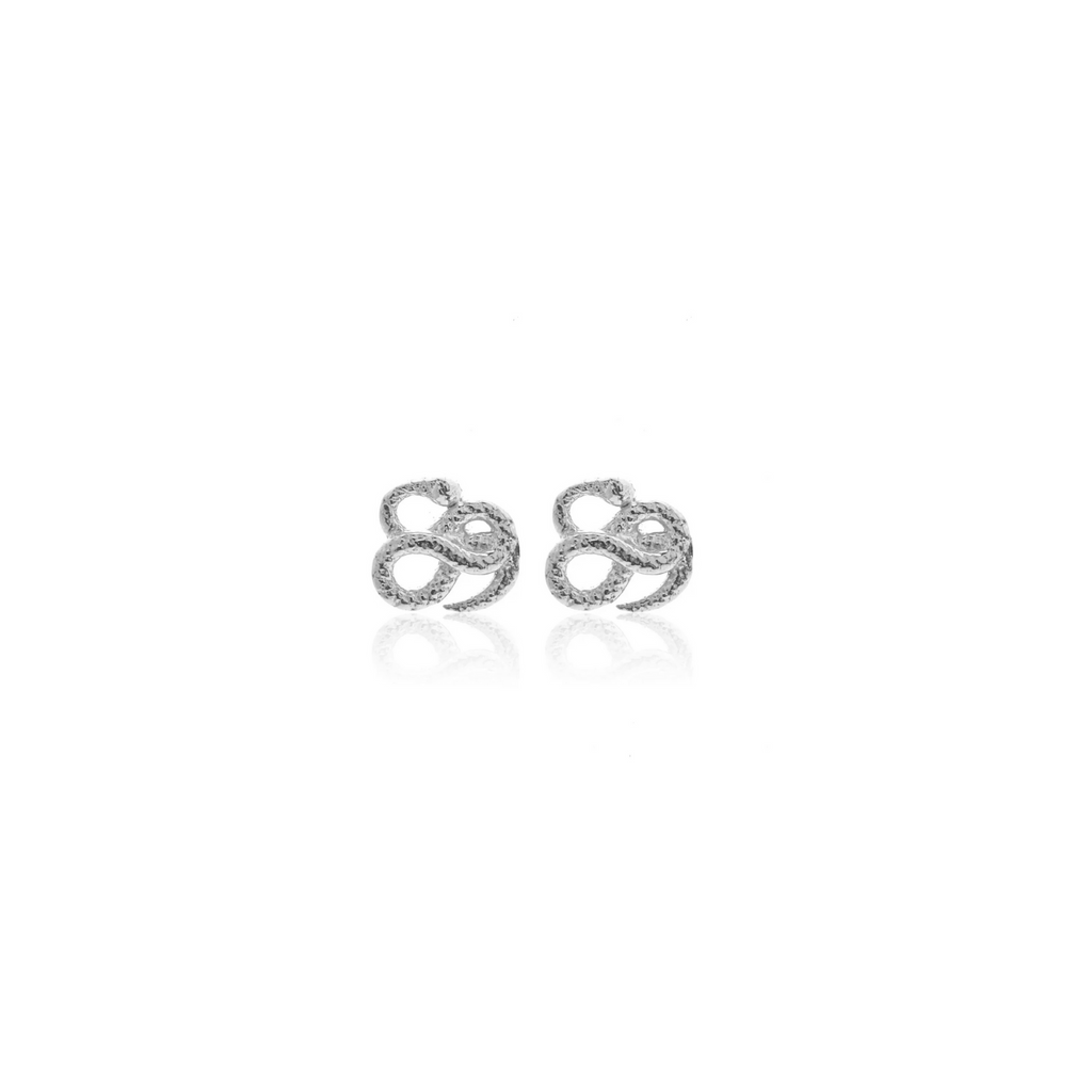 Silk & Steel Superfine Talisman Petite Serpent Studs Silver