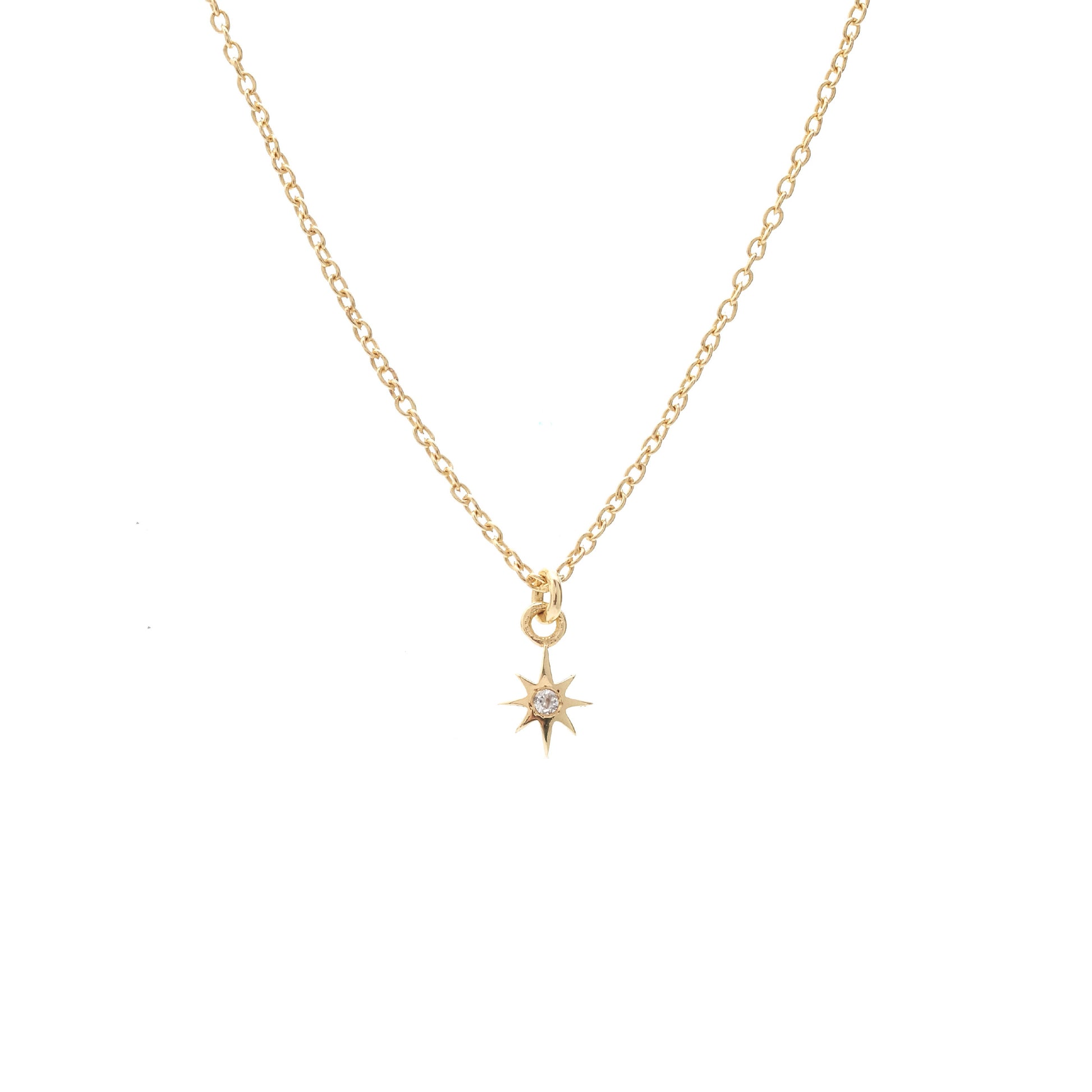 Silk & Steel Jewellery Superfine Talisman Petite Star Necklace White Topaz + Gold