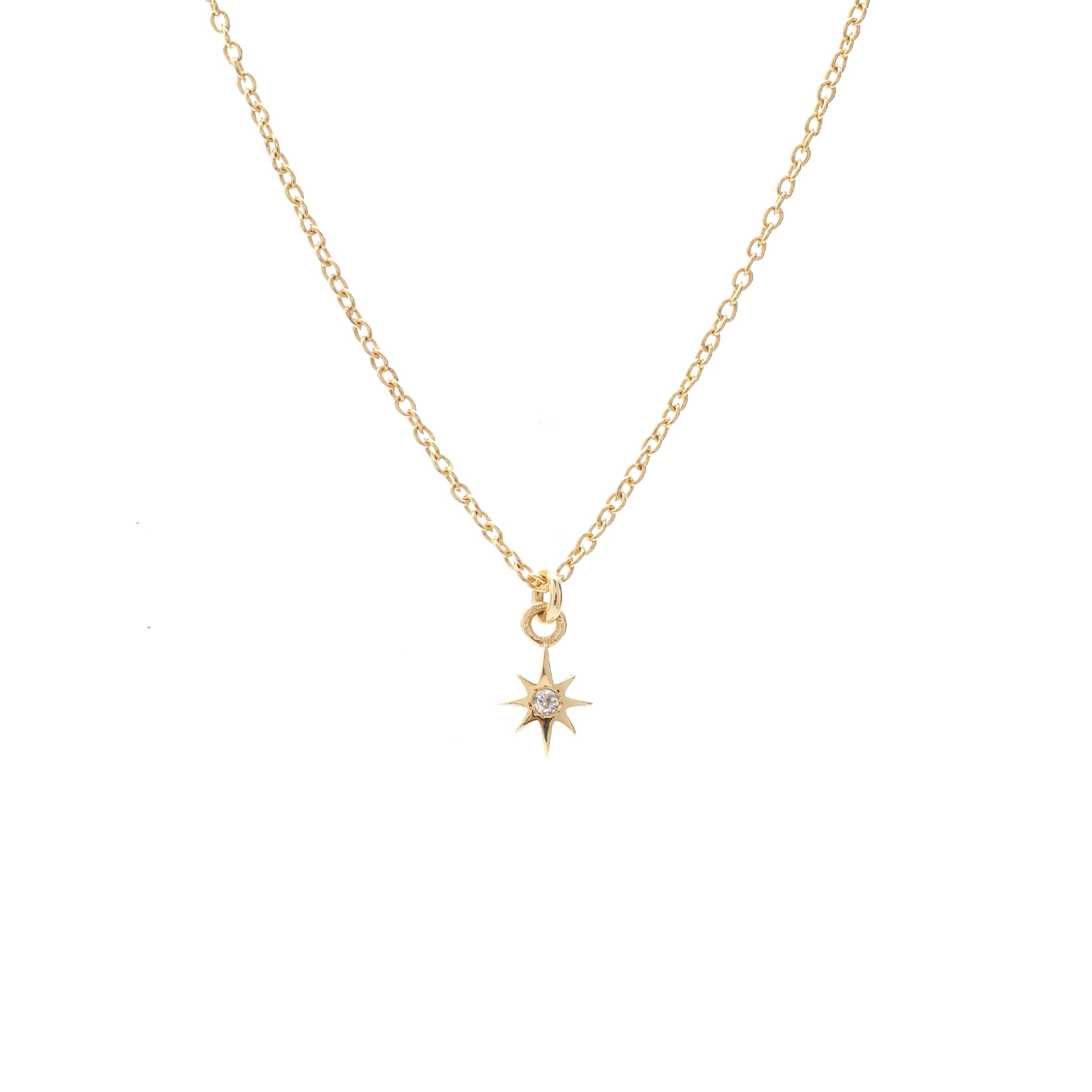 Silk & Steel Jewellery Superfine Talisman Petite Star Necklace White Topaz + Gold