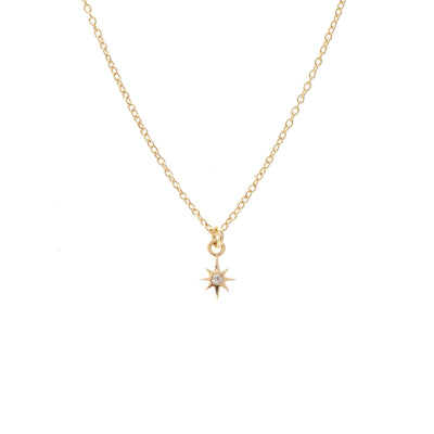 Silk & Steel Jewellery Superfine Talisman Petite Star Necklace White Topaz + Gold
