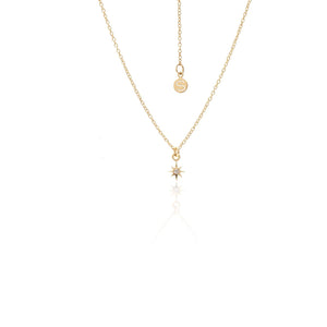 Silk & Steel Jewellery Superfine Talisman Petite Star Necklace White Topaz + Gold