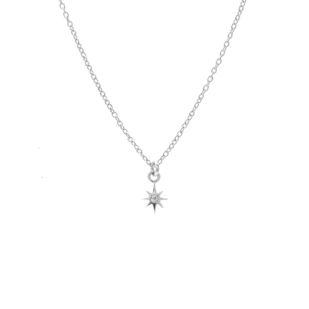 Silk & Steel Jewellery Superfine Talisman Petite Star Necklace White Topaz + Silver