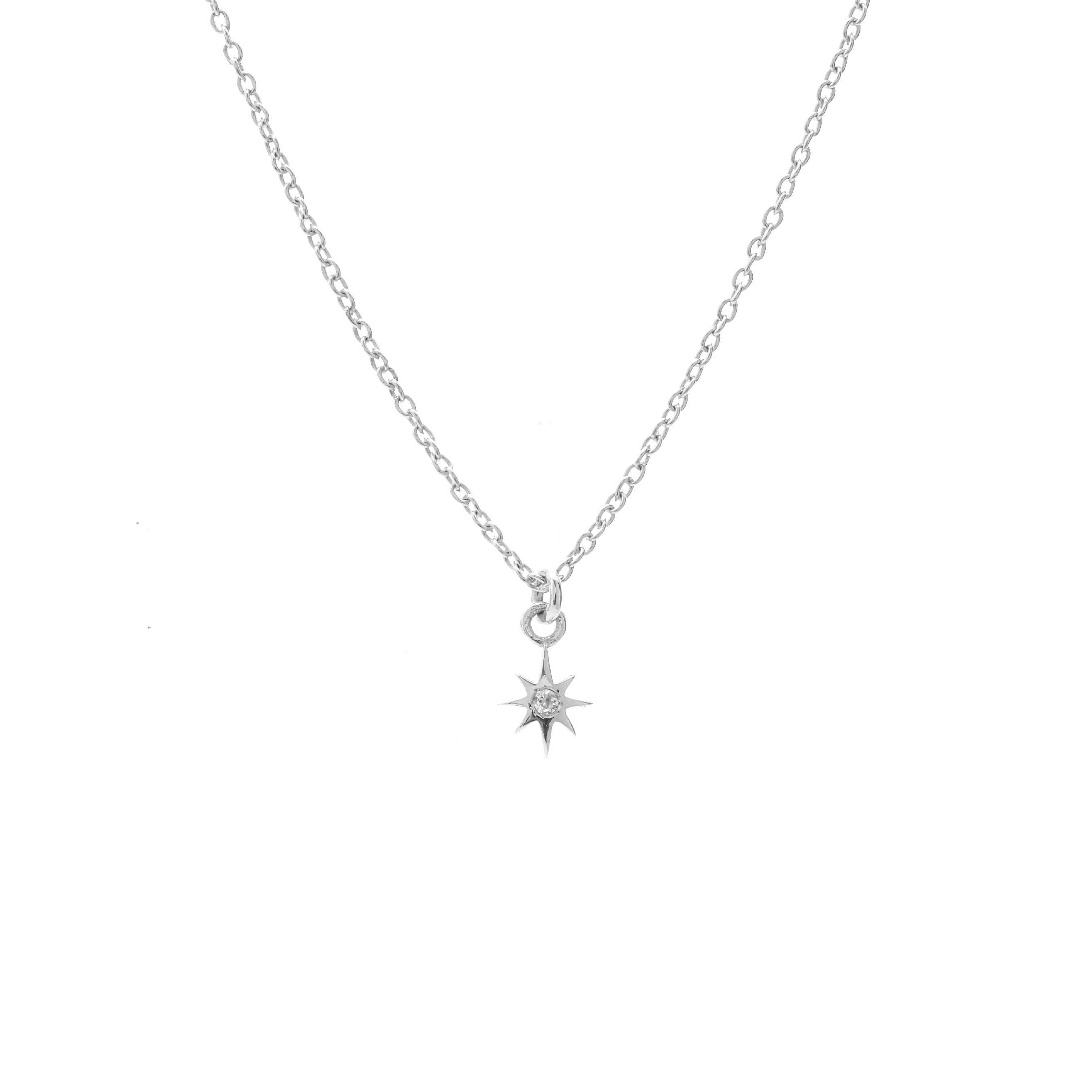 Silk & Steel Jewellery Superfine Talisman Petite Star Necklace White Topaz + Silver