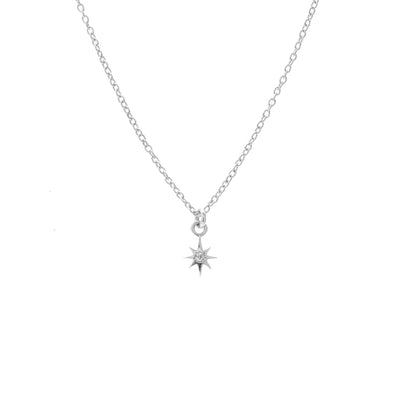 Silk & Steel Jewellery Superfine Talisman Petite Star Necklace White Topaz + Silver