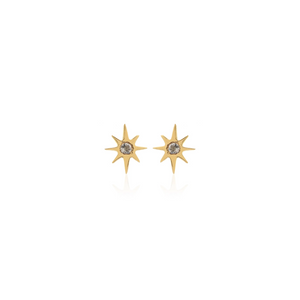 Silk & Steel Jewellery Petite Star Studs White Topaz + 9ct Gold