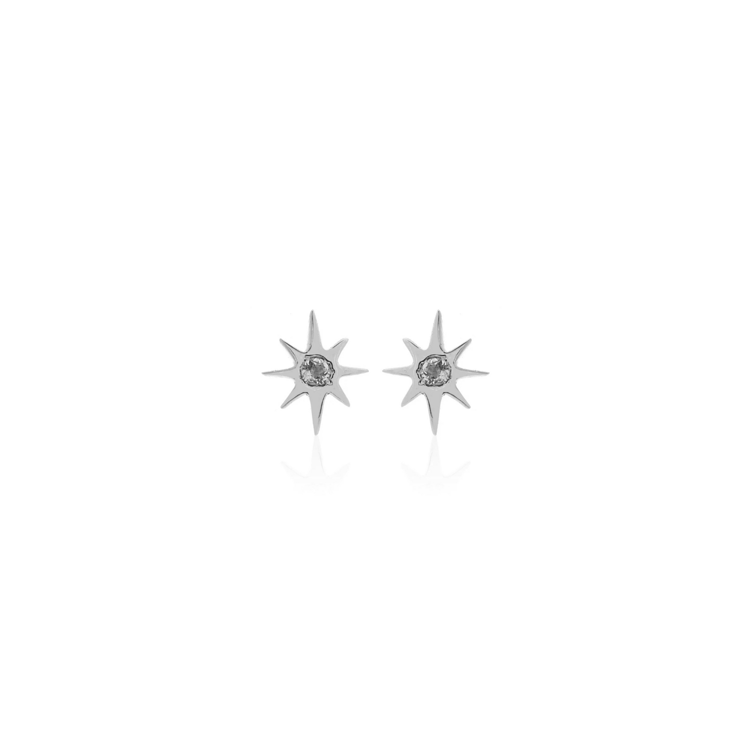 Silk & Steel Superfine Talisman Petite Star Studs Gold and white topaz
