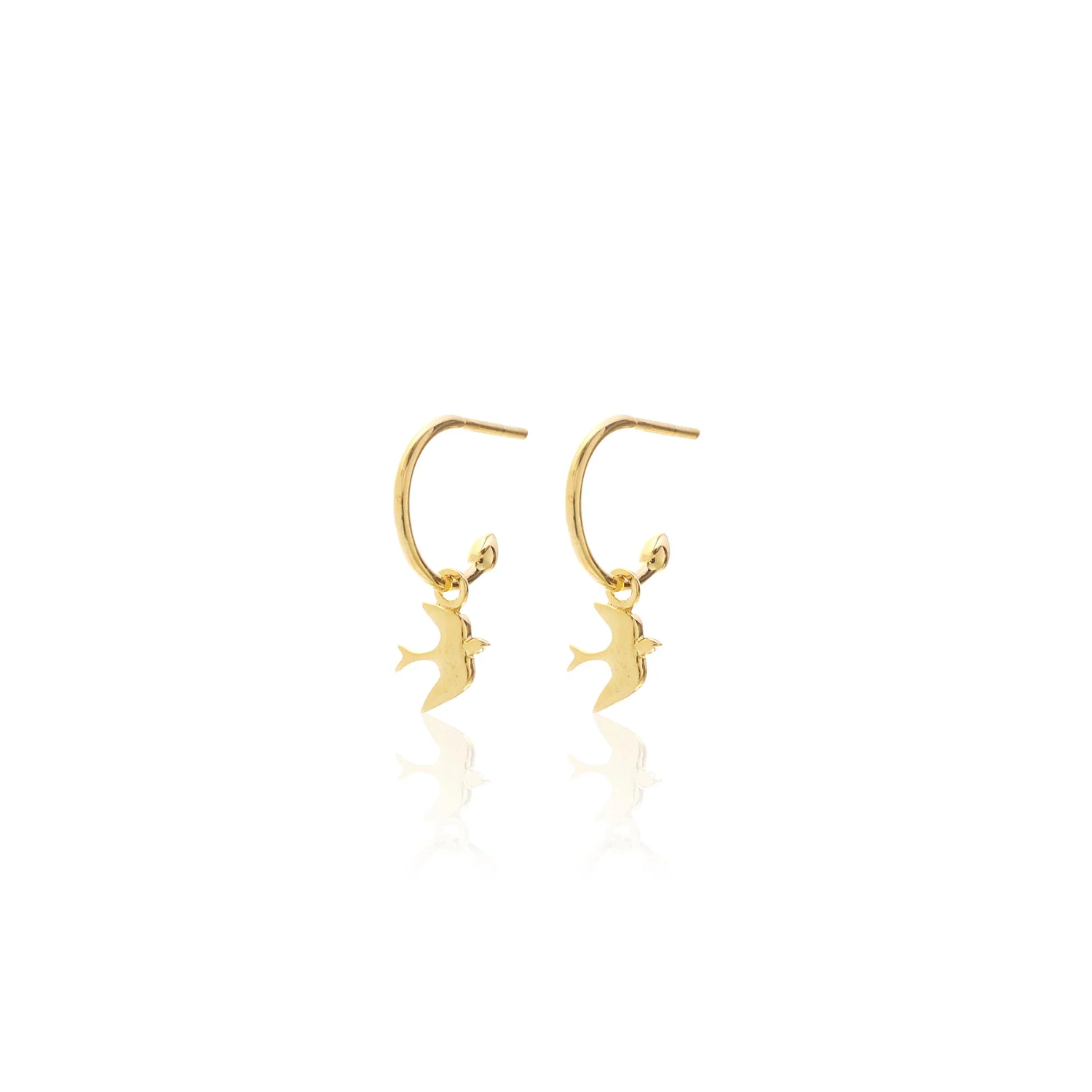 Silk & Steel Jewellery Superfine Talisman Petite Swallow Hoops Gold