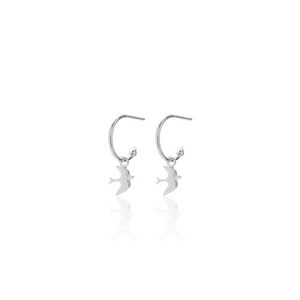 Silk & Steel Jewellery Superfine Talisman Petite Swallow Hoops Silver