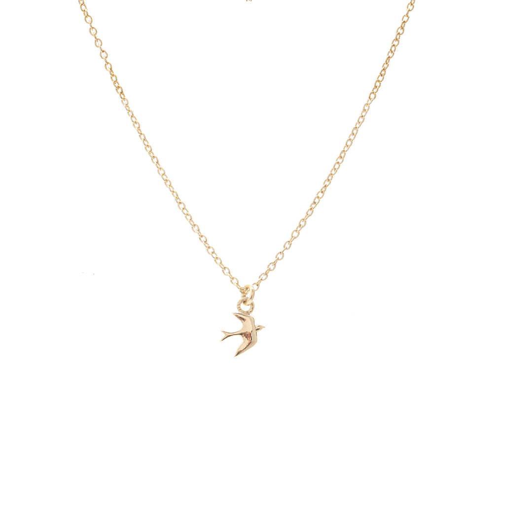 Silk & Steel Superfine Talisman Petite Swallow Necklace Gold
