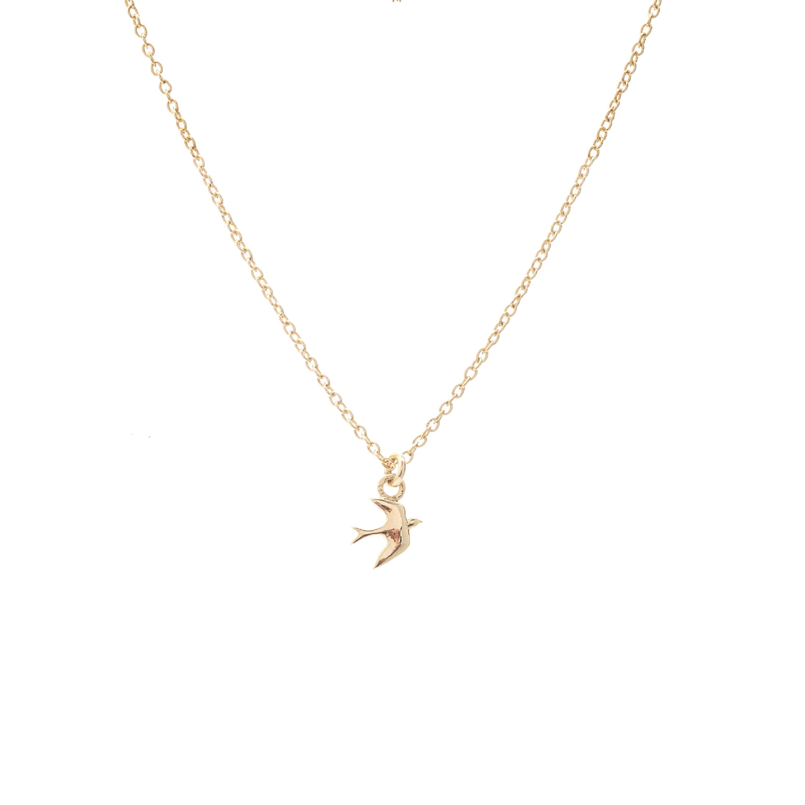 Silk & Steel Superfine Talisman Petite Swallow Necklace Gold